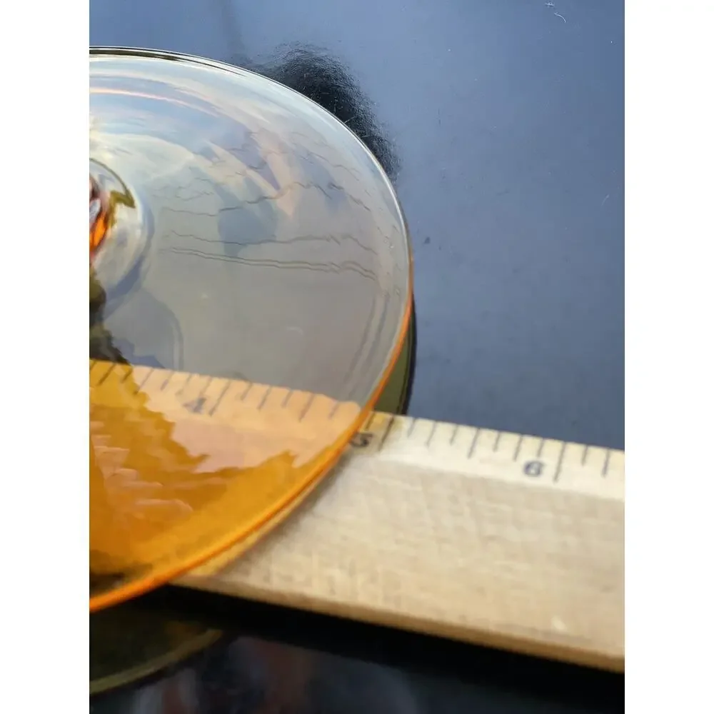 Vintage Empoli Amber Italian Tall Art Glass Optic LONG Stem Compote Vase Snifter